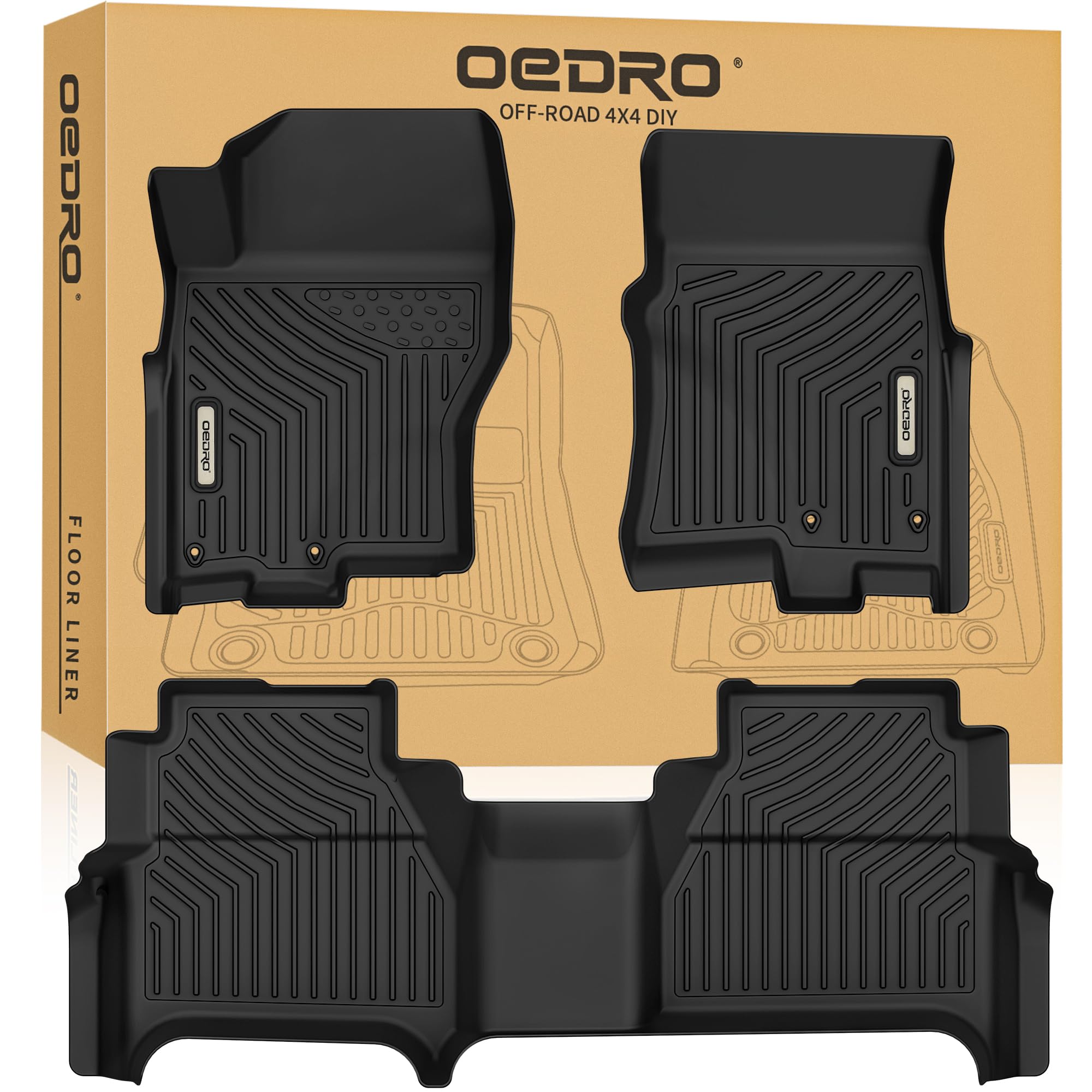 OEDRO Floor Mats Fit for 2022-2026 Nissan Frontier Crew Cab with Under-Seat Storage Not Fit King Cab TPE