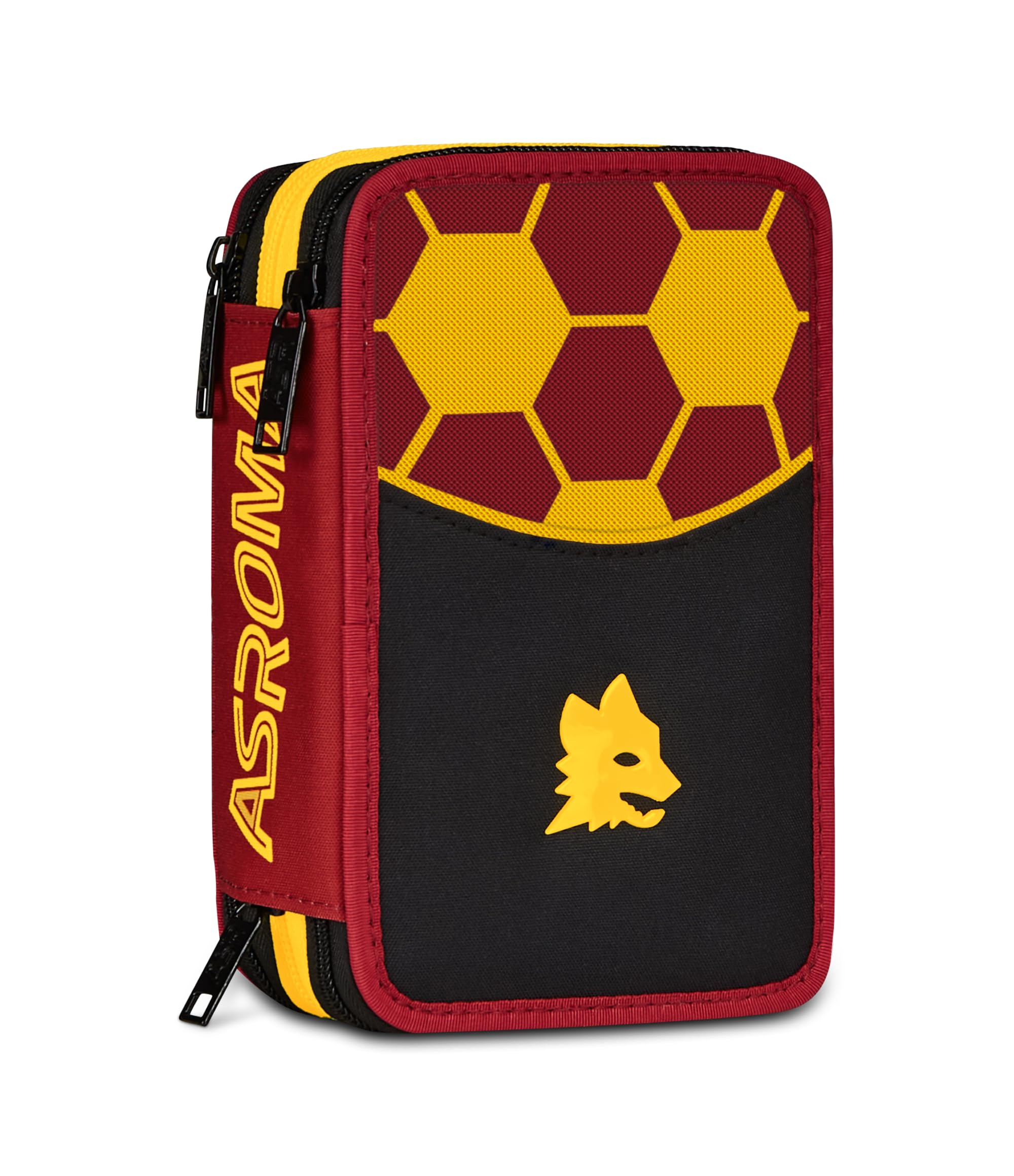 Seven Astuccio Scuola 3 Zip Roma, Rosso, Triplo Scomparto, 45 pezzi, Set cancelleria incluso, Accessori Zaino, Scuola elementare, Bambini e ragazzi, Calcio, Prodotto ufficiale