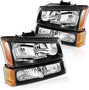Replacement Headlight Assembly With Bulbs For 2003-2007 Chevy Silverado/Avalanche | Driver & Passenger Set