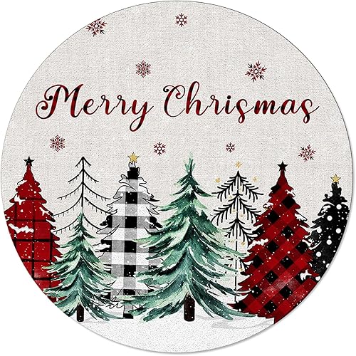 Miniatura 2 de Alfombra redonda de Navidad de 6 pies, lavable para interiores y exteriores, para dormitorio, cocina, baño, sala de estar, comedor, lavandería,