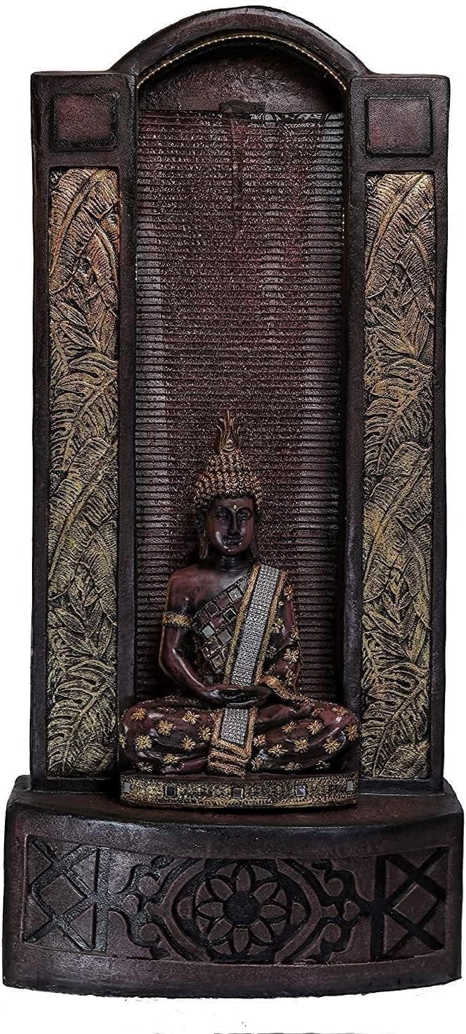 Sepborn Water Fountain Outdoor Big Size Garden Jharna Buddha Water Fountain, Decorative Tabletop Statue Resin Fiberglass for Home Office Décor (Brown)