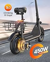 Vista 3 de Gyroshoes Scooter eléctrico para adultos con asiento, motor de 450 W, pantalla LCD inteligente, alcance de 20 millas, scooters de motor eléctrico