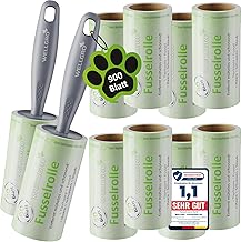 WELLGRO Lint Roller Pet Hair - 10 Rolls 900 Sheets + 2 Dispensers - Lint Roller Clothes & Glue Roller Pet Hair Remover for Cat, Dog and Household - Lint Brush & Lint Roller
