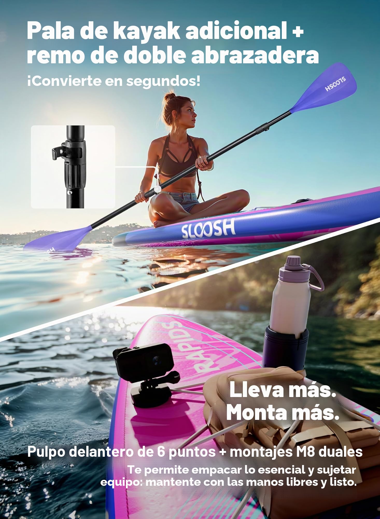 SLOOSH Tabla de Paddle Surf Hinchable, 11'6" Stand-Up Paddle con Accesorios Premium, Cubierta de EVA Antideslizante, Bolsa de Transporte con Bomba, Rapids Sup para Jóvenes & Adultos