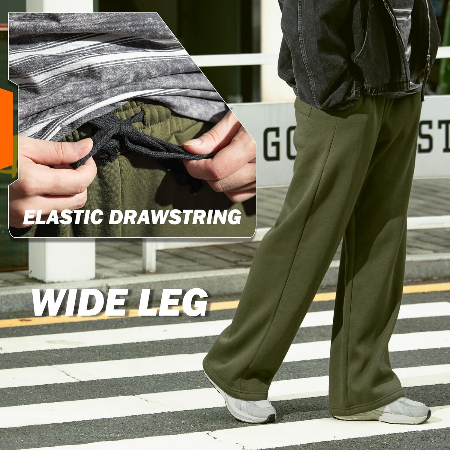 BRISIRA Mens Baggy Sweatpants (L-2XL) Fleece Lined Wide Leg Warm Sweat Pants Open Bottom with Deep Pocket & Elastic Waist - Image 5