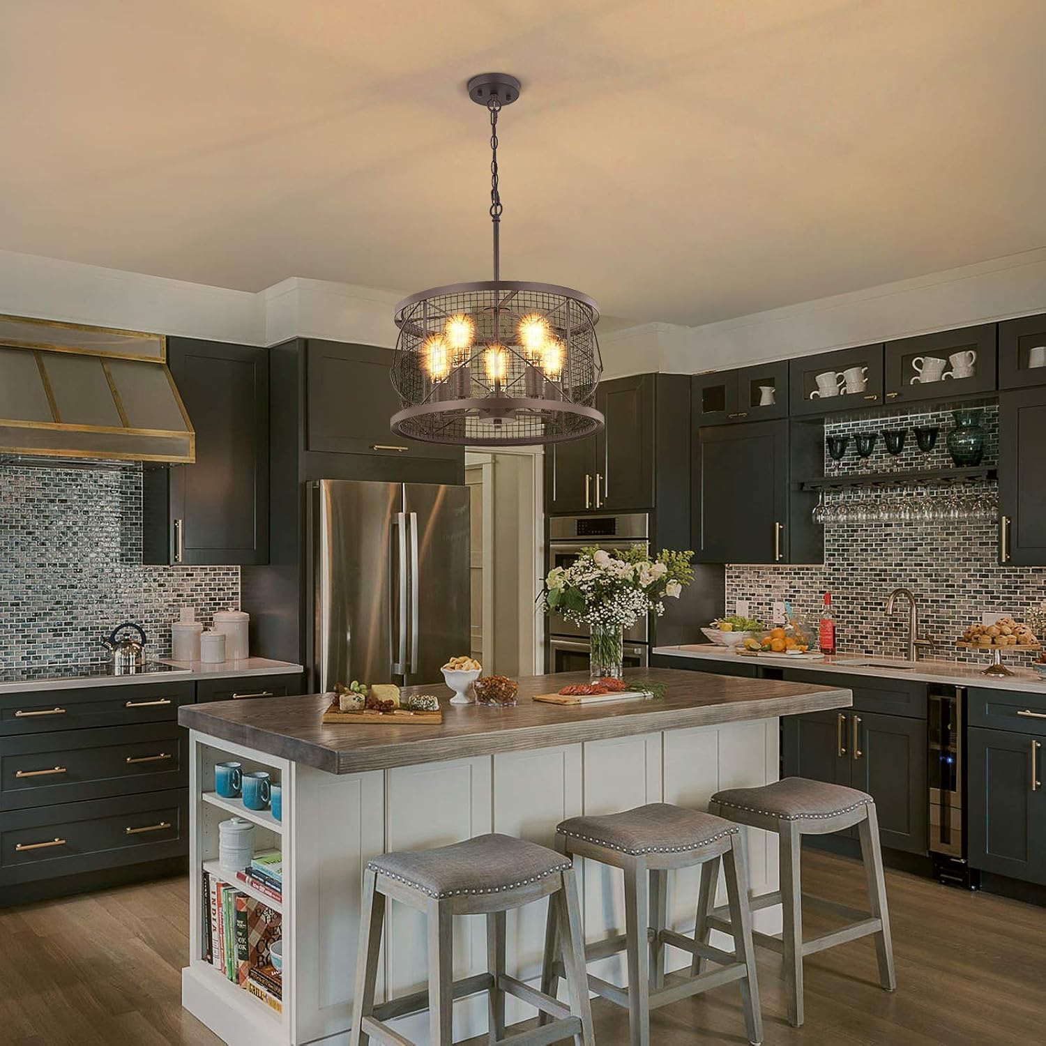 One-Day Sale: Up to 70% Off PUSU Farmhouse Vintage Chandeliers 5-Light Adjustable Pendant Light Fixtures Cage Pendant Lighting for Kitchen Island Restaurant Bar and Living Room. Authentic Crazy Deals PUSU Farmhouse Vintage Chandeliers 5-Light Adjustable Pendant Light Fixtures Cage Pendant Lighting for Kitchen Island Restaurant Bar and Living Room.