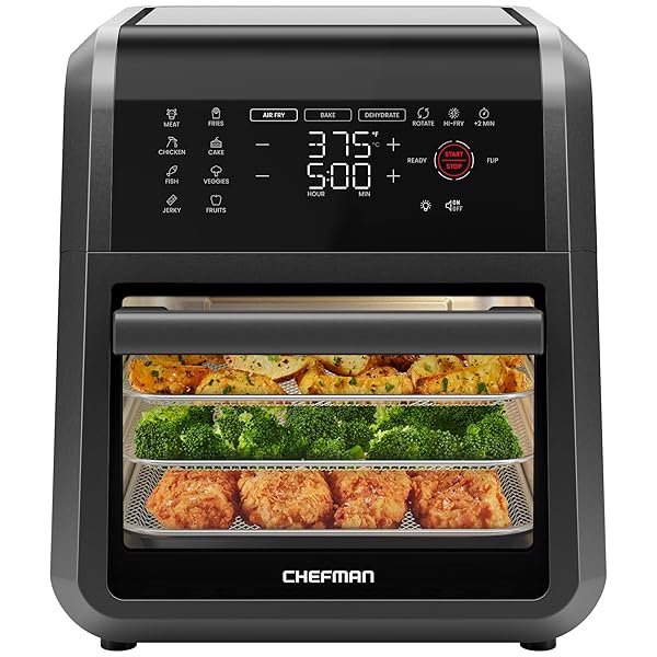 Chefman 12-Quart 6-in-1 Air Fryer Oven with Digital Timer, Touchscreen, and 12 Presets - Family Size Countertop Convection Oven, Dishwasher-Safe Parts