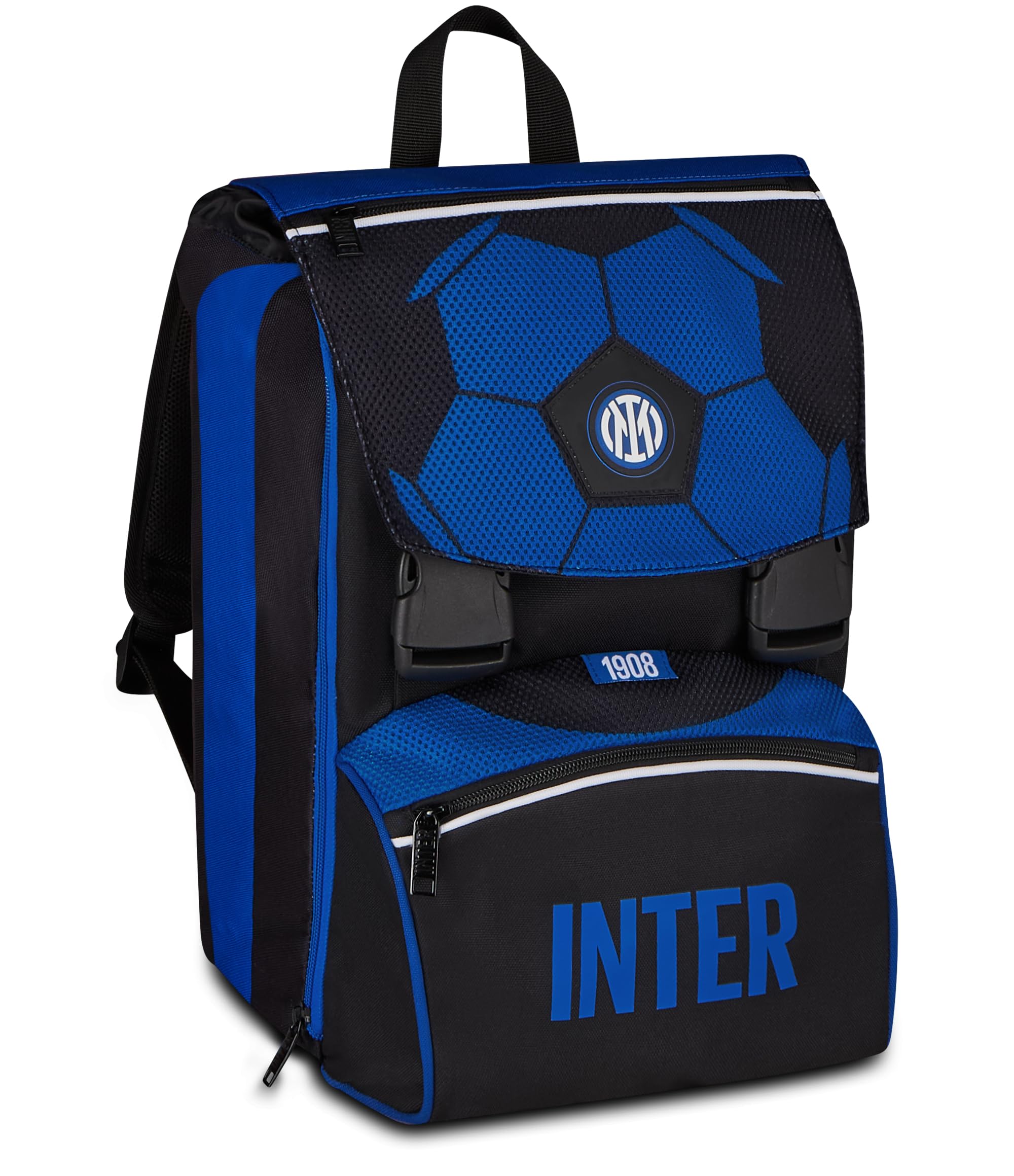 Seven Zaino Estensibile Inter, Doppio Scomparto, Blu, 24 L, Zip laterali, Tasca frontale, Tasca laterale portaborraccia, Scuola elementare e media, Bambino, Ragazzo, Calcio, Prodotto ufficiale