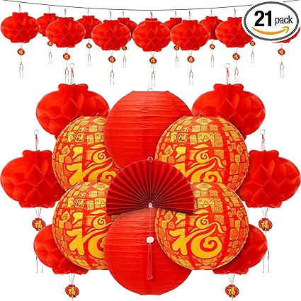 Chinese New Year Decor - Lanterns and Fan