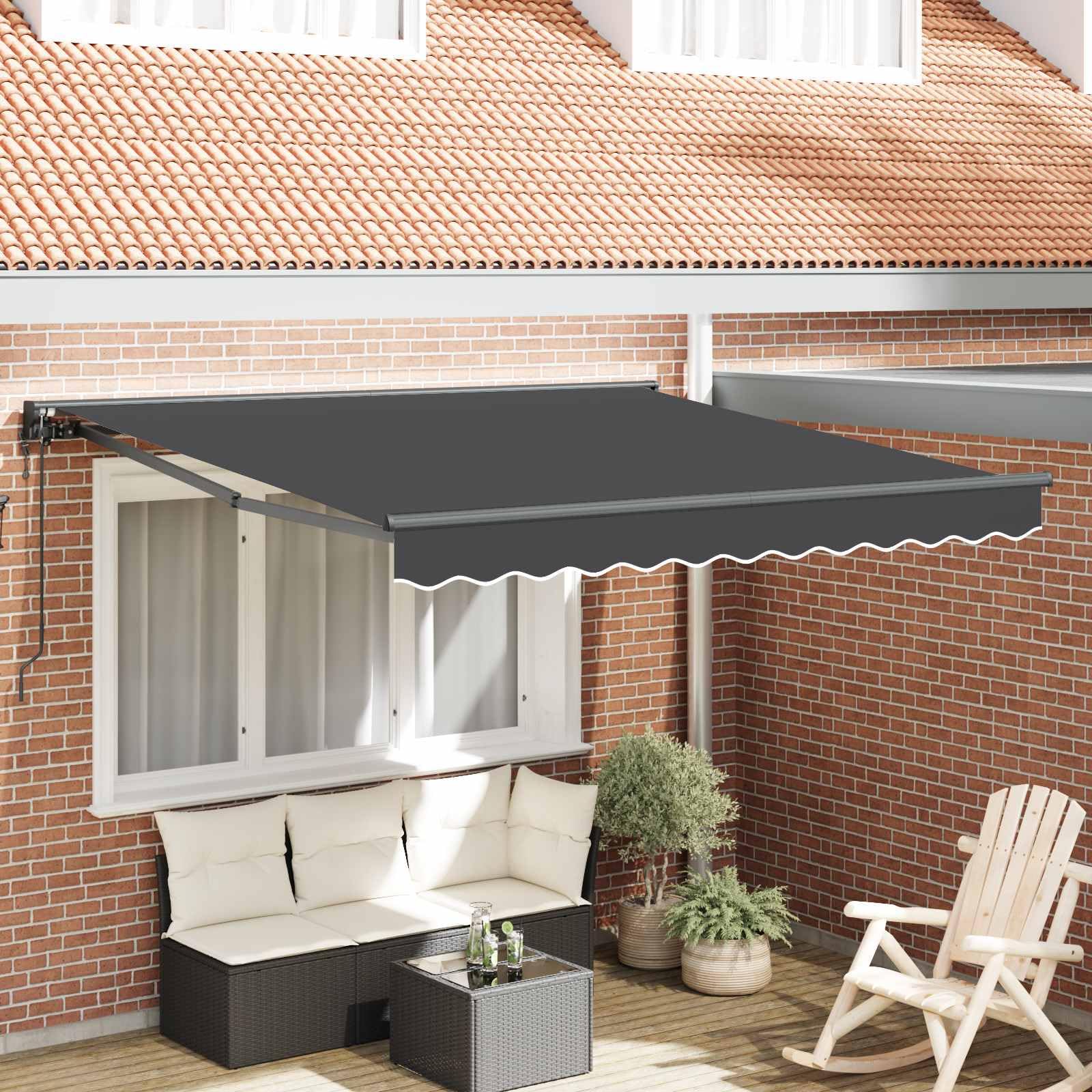 KKHOMEI Markise 3 x 2,5 m-Elektrisch Gelenkarmmarkise Sonnenmarkise Gelenkarmmarkise Kassettenmarkise Wasserdicht Gelenkmarkise Terrassenmarkise Einziehbar Sonnenschutz Garten
