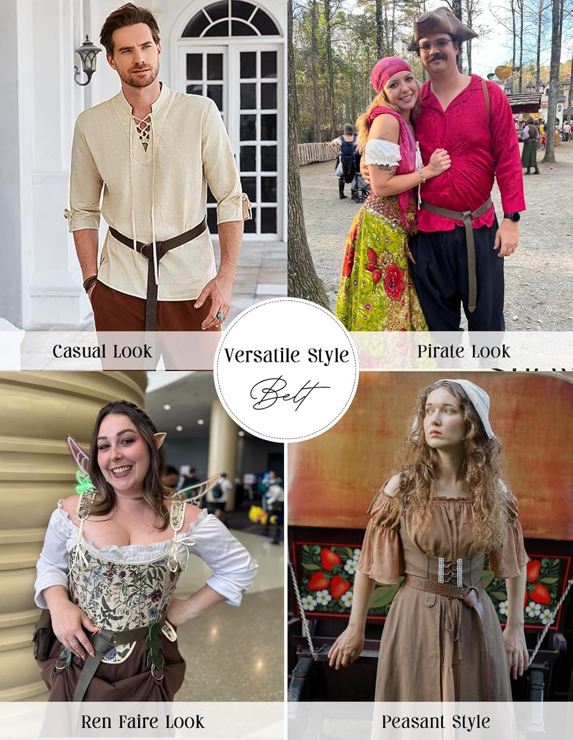 SCARLET DARKNESS Medieval Leather Belt Renaissance Accessory Pirate Viking Belt for Men Women - Image 5