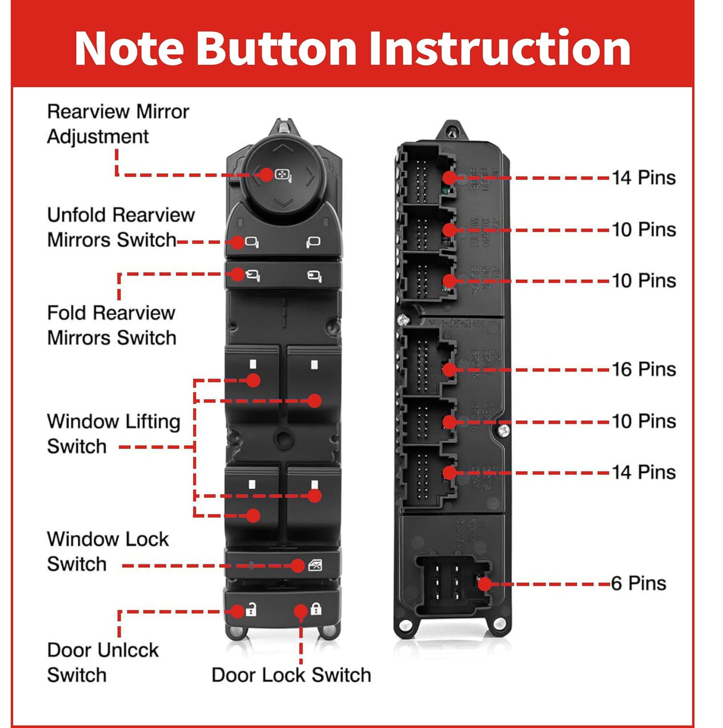 Master window switch driver's side with folding rearview mirror and door lock compatible 07-14 Chevy Avalanche Solander Xia Antai Suburbs, Lake Tahoe, Sierra Leone, Yukon Territory replacement20835553