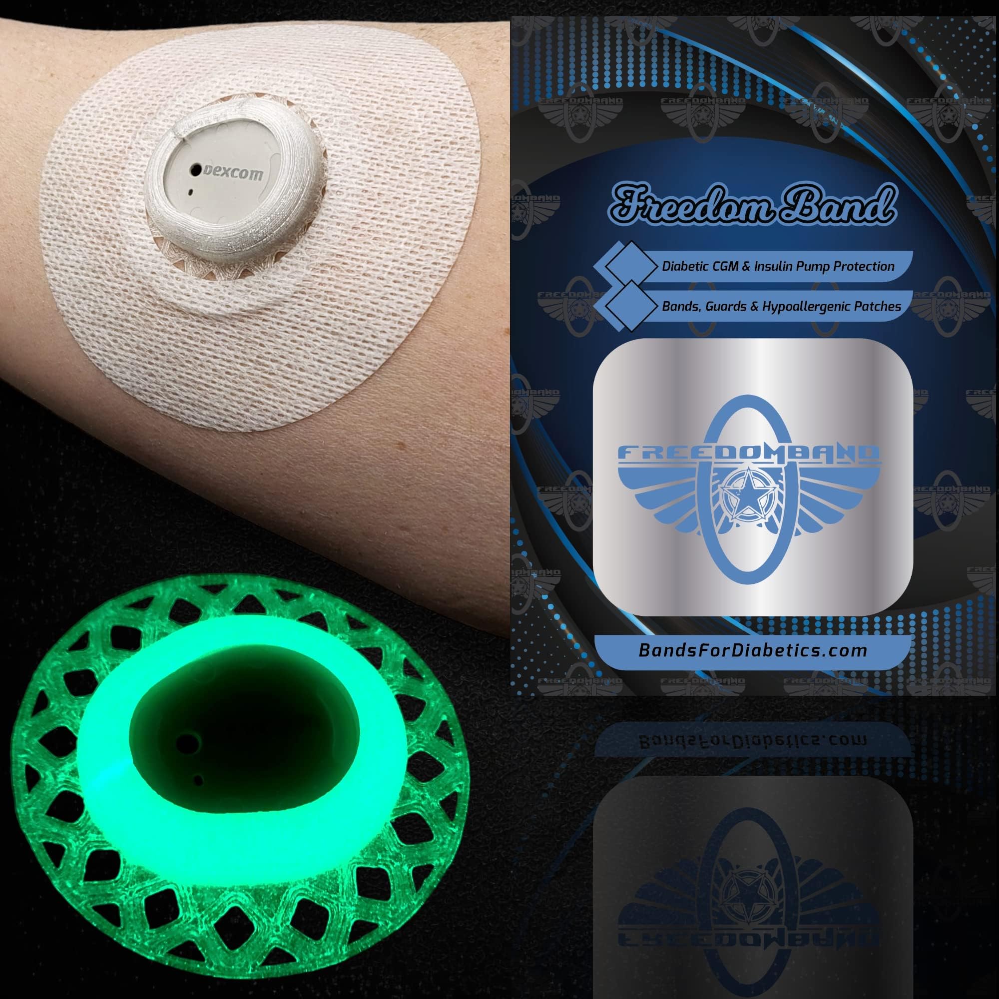 Flexible Guard Sensor Shield for Dexcom G7 Cgm Transmitter + 5 Adhesive Overlay Cover Patches (Glow-in-The-Dark Green)