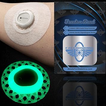 Flexible Guard Sensor Shield for Dexcom G7 Cgm Transmitter + 5 Adhesive Overlay Cover Patches Glow-in-the-Dark Green