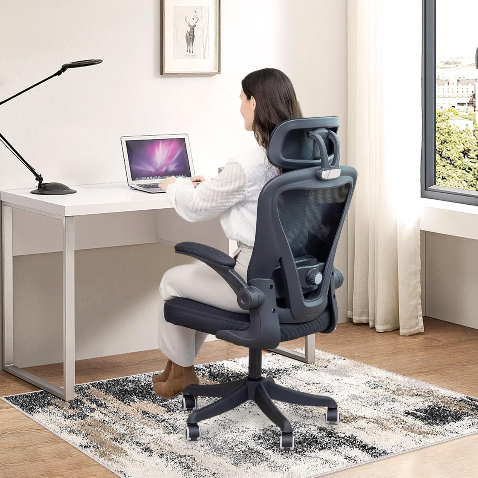 Tapis Chaise de Bureau 120x90cm, Tapis de Protection pour Les Sols, Chaise Bureau Antidérapant pour Sol en Bois Dur et Chaises Roulantes, Rectangulaire Tapis de Bureau, Facile à Nettoyer