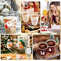 Vista 4 de GuassLee Vasos desechables de Navidad, paquete de 50 vasos de plástico transparente de 12 onzas con 5 estilos de patrones para niños y adultos