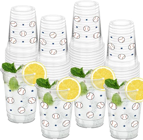 50Pcs Baseball Cups, 12oz Baseball Party Cups for Birthday Baby Shower Decorations Game Day Event Sport Theme Party Supplies