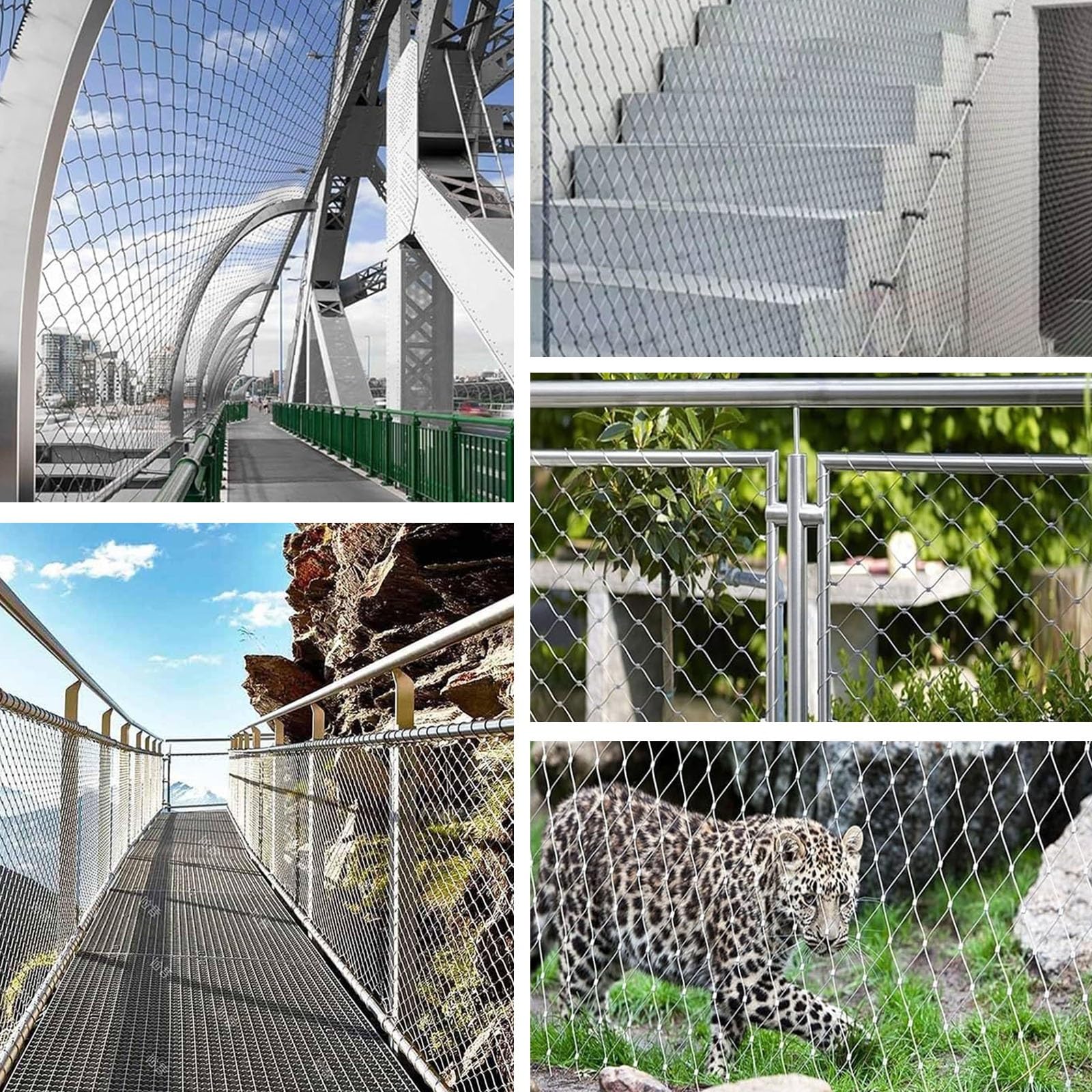 Sicherheitsnetz aus Edelstahl 304, Flexibles Stahlseilnetz, stoßfester Tierzaun, Absturzsicherungsnetz (3 x 0,7 Meter / 9,8 x 2,3 Fuß)