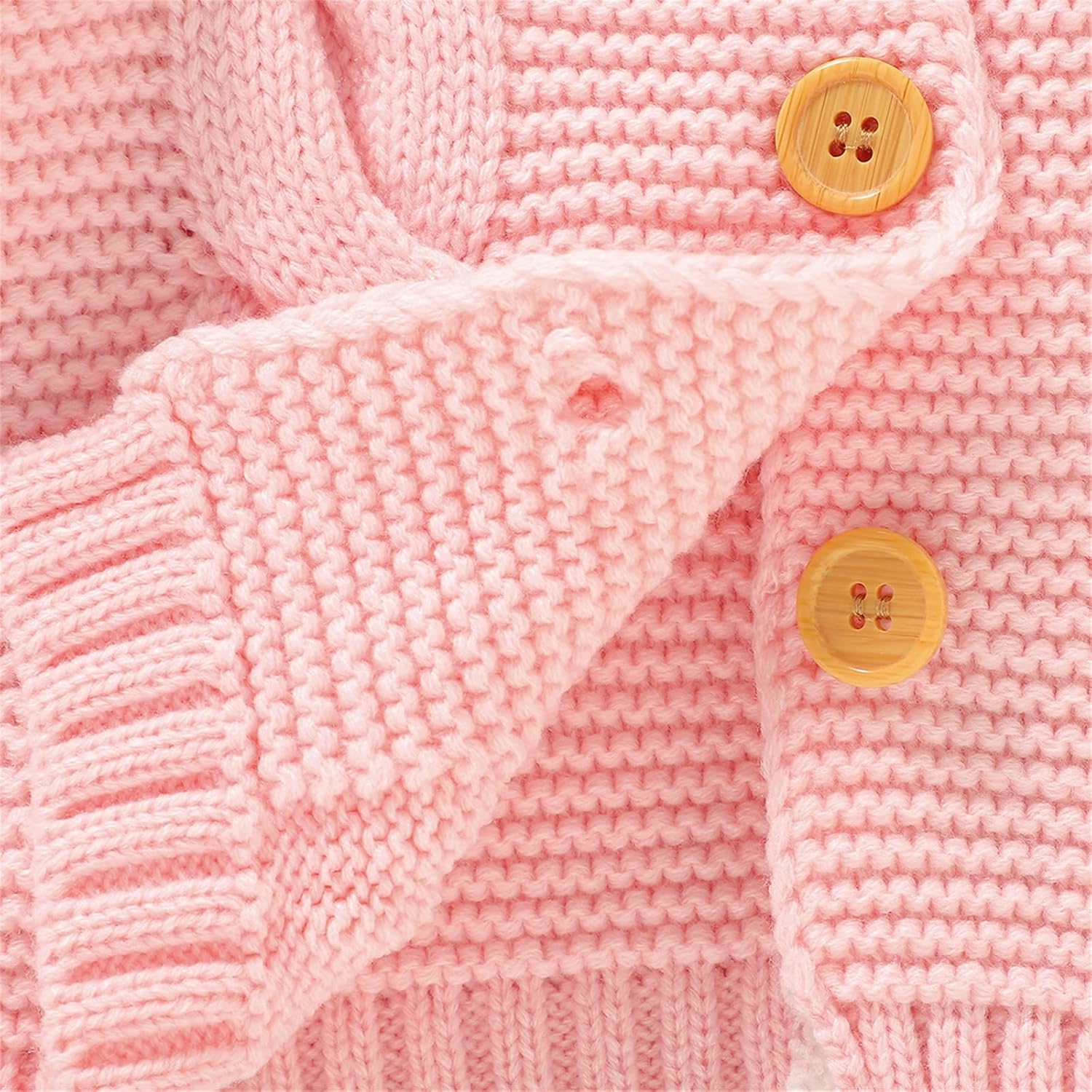 Baby Girl Boy Knit Cardigan Sweater Hoodies Warm Tops Toddler Infant Ear Outerwear Jacket Coat (Pink, 12-18 Months)