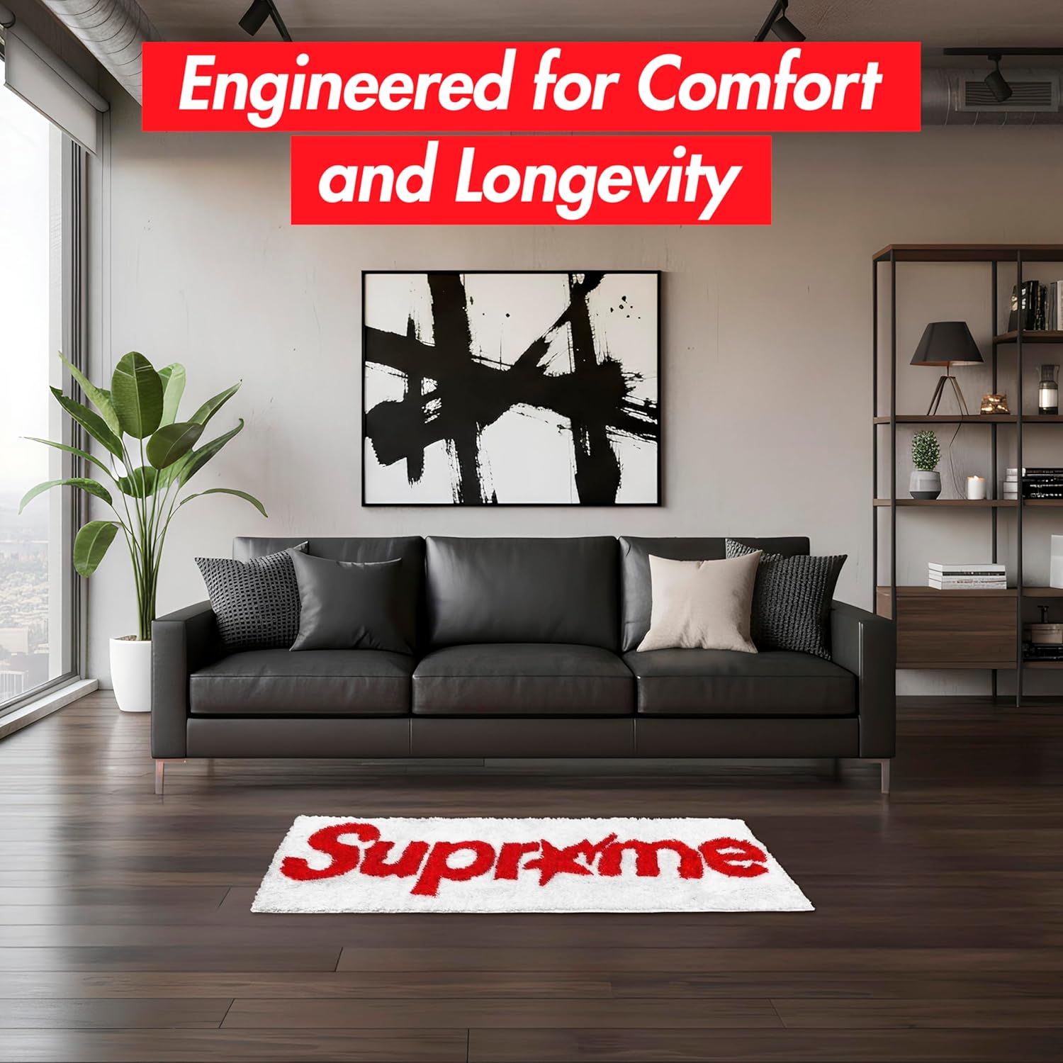HMZA Super Star Me Rug for Cool Room Decor – Soft Microfiber Cute Mat for Aesthetic Room Decor - 47" x 18" Non Slip Hypebeast Rug for Bedroom - Machine Washable Gamer Mat for Boys Cool Stuff