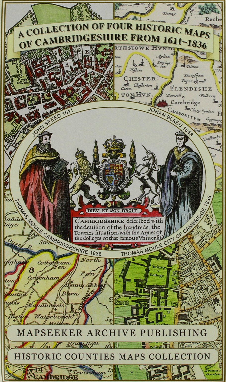 Cambridgeshire 1611 - 1836 - Fold Up Map  by Mapseeker Publishing Ltd. SHEET MAP
