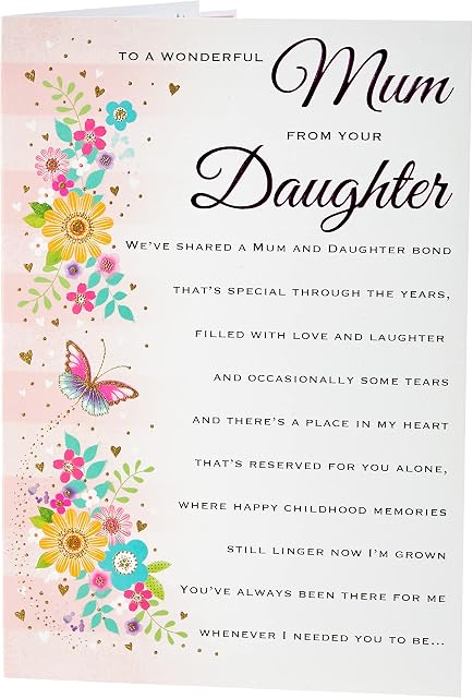 Traditional Mother's Day Card Mum from Daughter - 9 x 6 inches - Regal Publishing