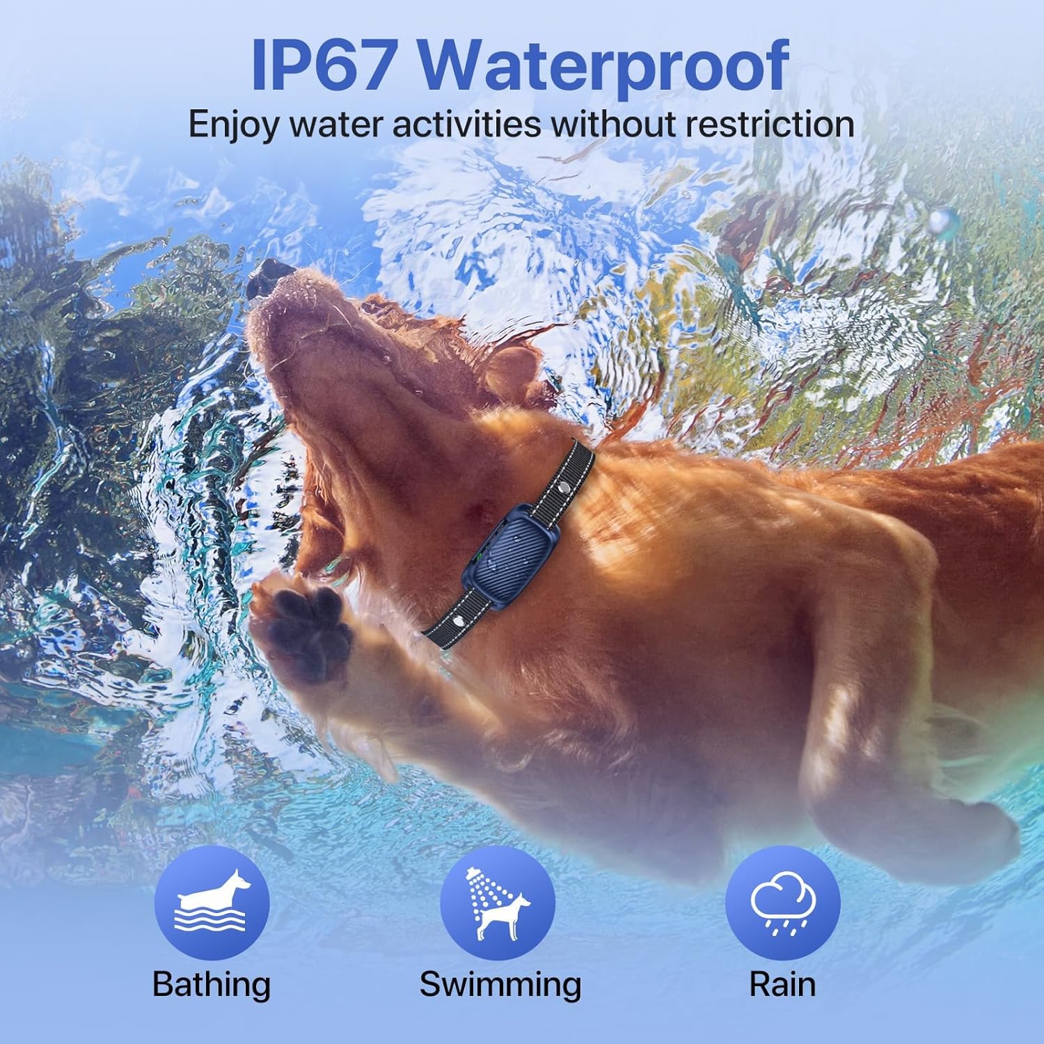 Dog Bark Collar, Smart Anti Bark Collar with 8 Sensitivity Levels, Rechargeable Auto No Barking Collar with 3 Training Modes Beep Vibration Optional Shock for Large Medium Dogs-B05 - Image 4