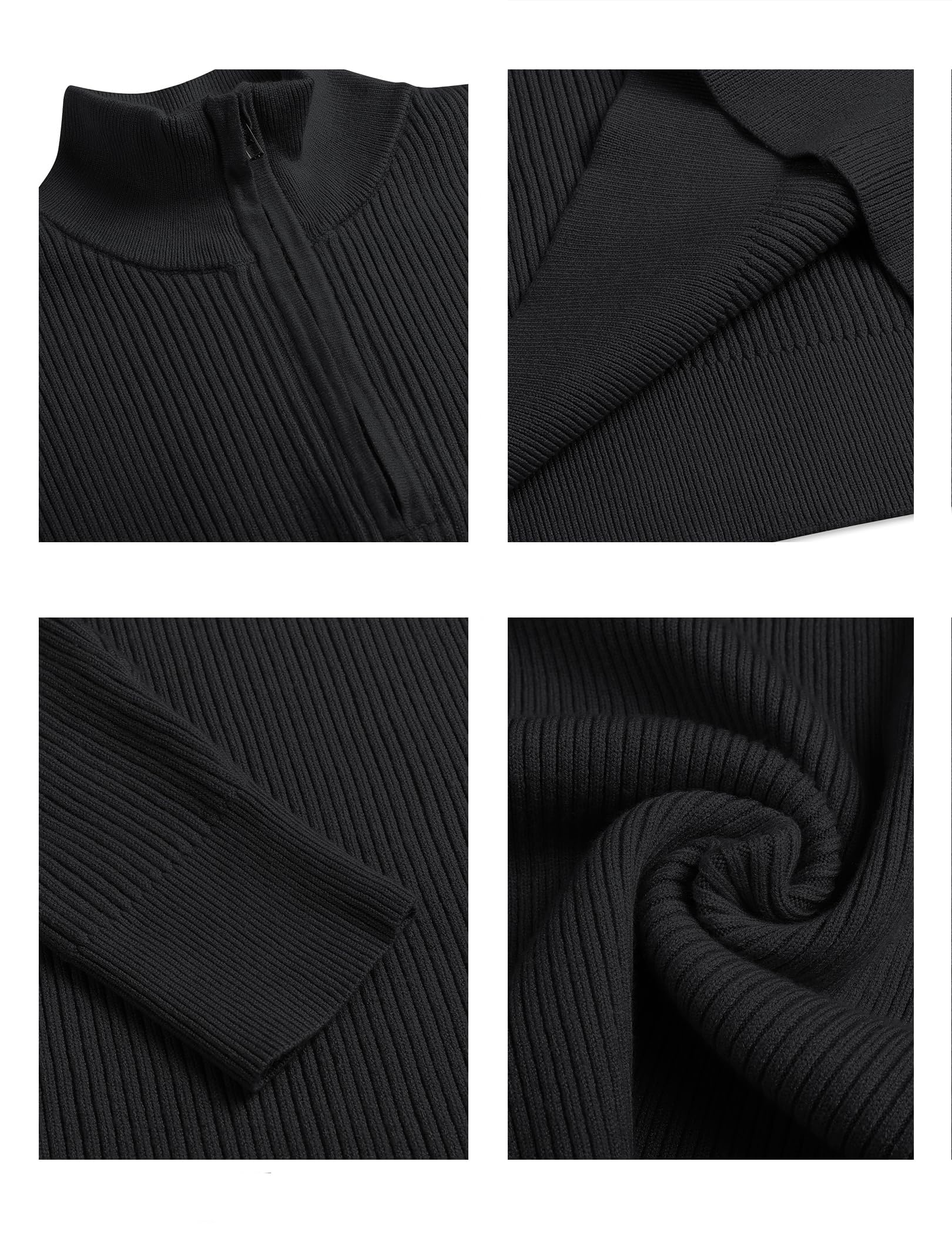 COOFAND Maglione Uomo a Maglia con Zip 1/4 Morbido Pullover Dolcevita Classico Maglia Invernale Regular Fit con Collo Alto