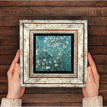 Pinecone Stone Van Gogh Badem Ağacı Taş Duvar Tablosu - Çerçeveli Taş Tablo - Dekoratif Duvar Sanatı - Modern Ev ve Ofis Duvar Dekoru T1-64