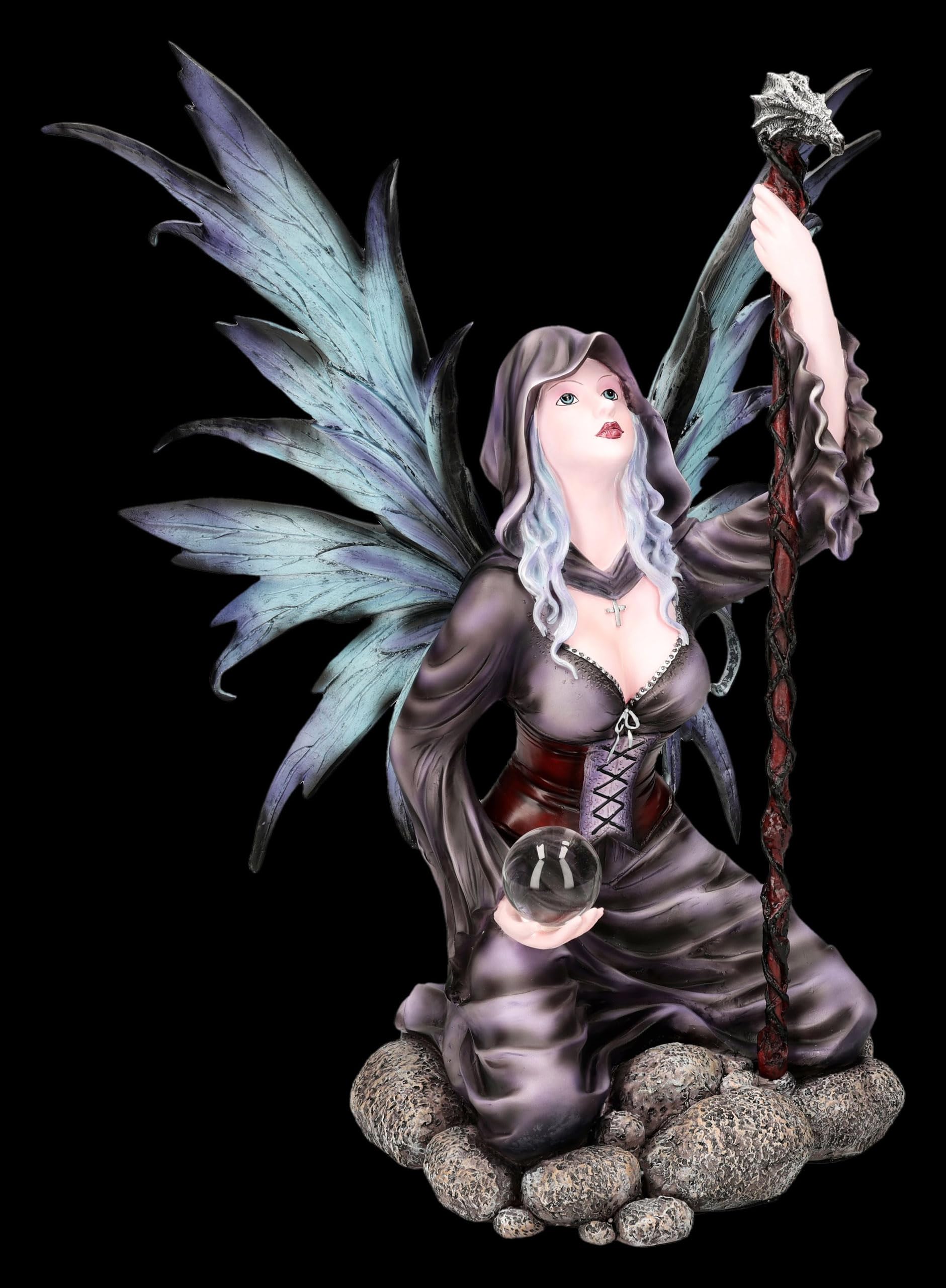 Figuren Shop GmbH Figura dell'elfo - Aeraluna, fata magica dell'aria, decorazione fantasy dipinta a mano (38,5 cm) - Tales of Aurelion Collection - Idea regalo per gli appassionati di magia dell'aria