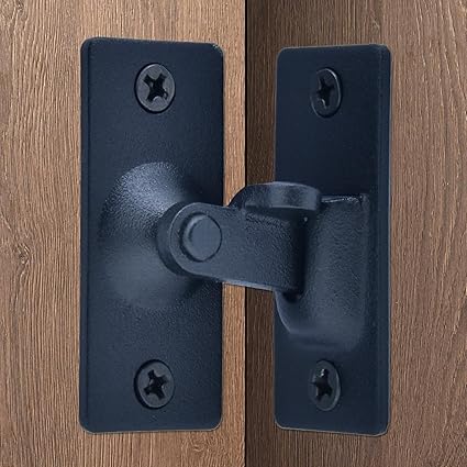 90 Degree Door Lock barn Door Lock for Doors and Windows Door Latch (2 Pieces Black)