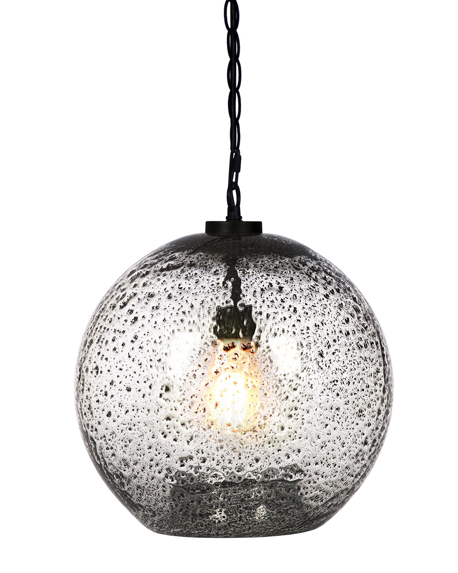 CASAMOTION Pendant Lighting Kitchen Island Entryway Hallway Foyer Clear Glass Black Marble Modern Farmhouse Ceiling Hanging Light fixtures Large Globe Black Chain Kit 13 inch H