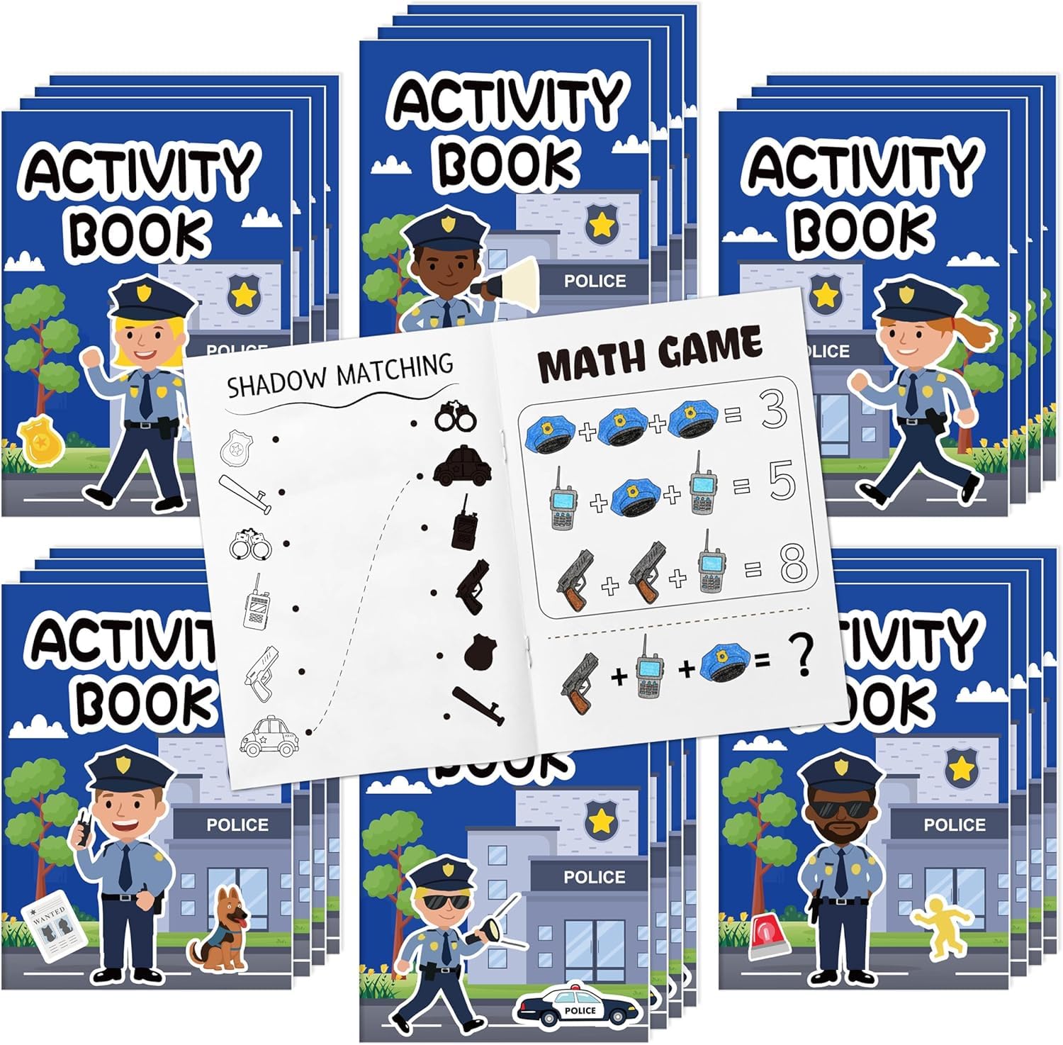 2ooya Police Colouring Books for Kids 24Pcs Bulk Party Favours Activity