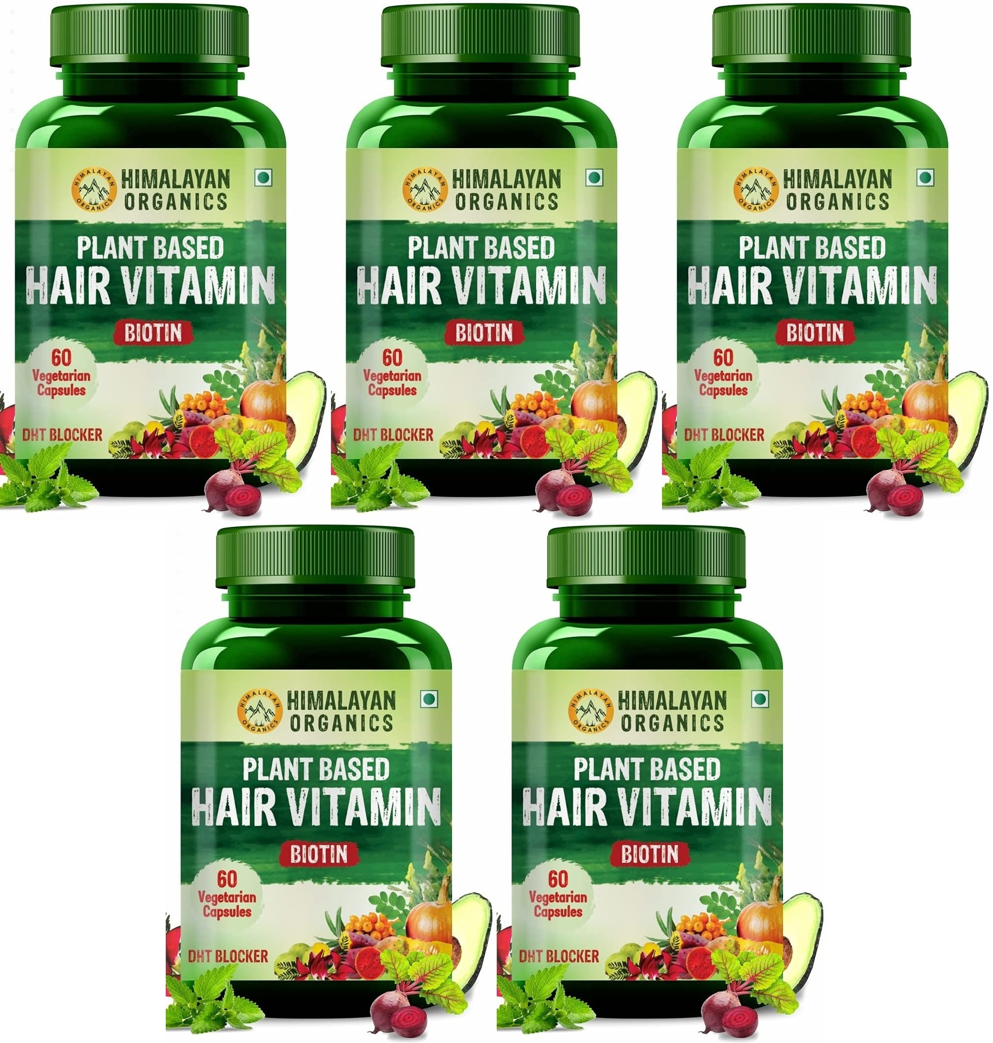 Vlado’s Himalayan Organics Plant based Hair Vitamin 60 Veg Capsules x Pack of 5