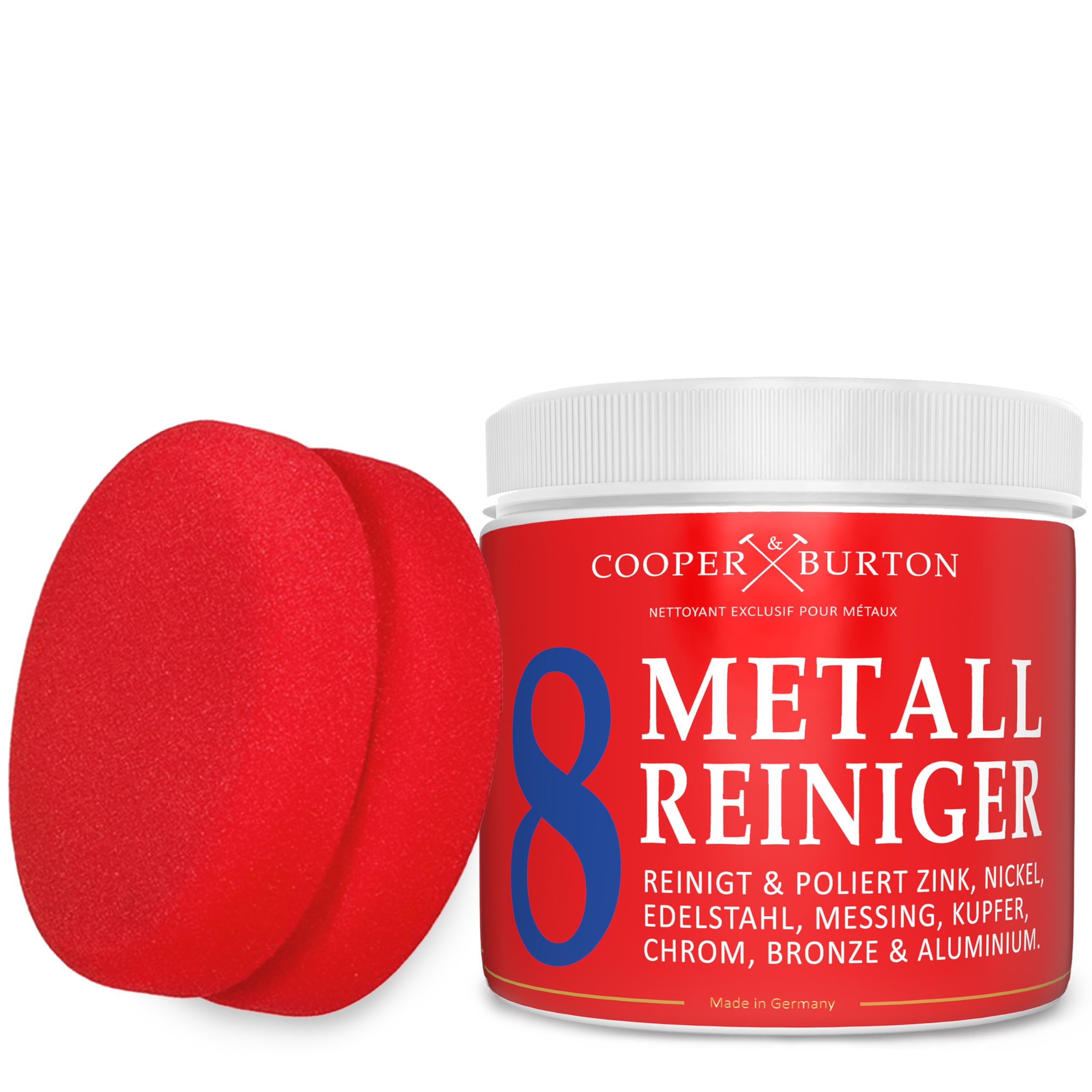 Nettoyant concentré durable pour métal avec éponge à main nettoie et polit l'acier inoxydable, l'aluminium, le chrome, le cuivre, le laiton, le cuivre, le nickel, le zinc - Très économique et durable.