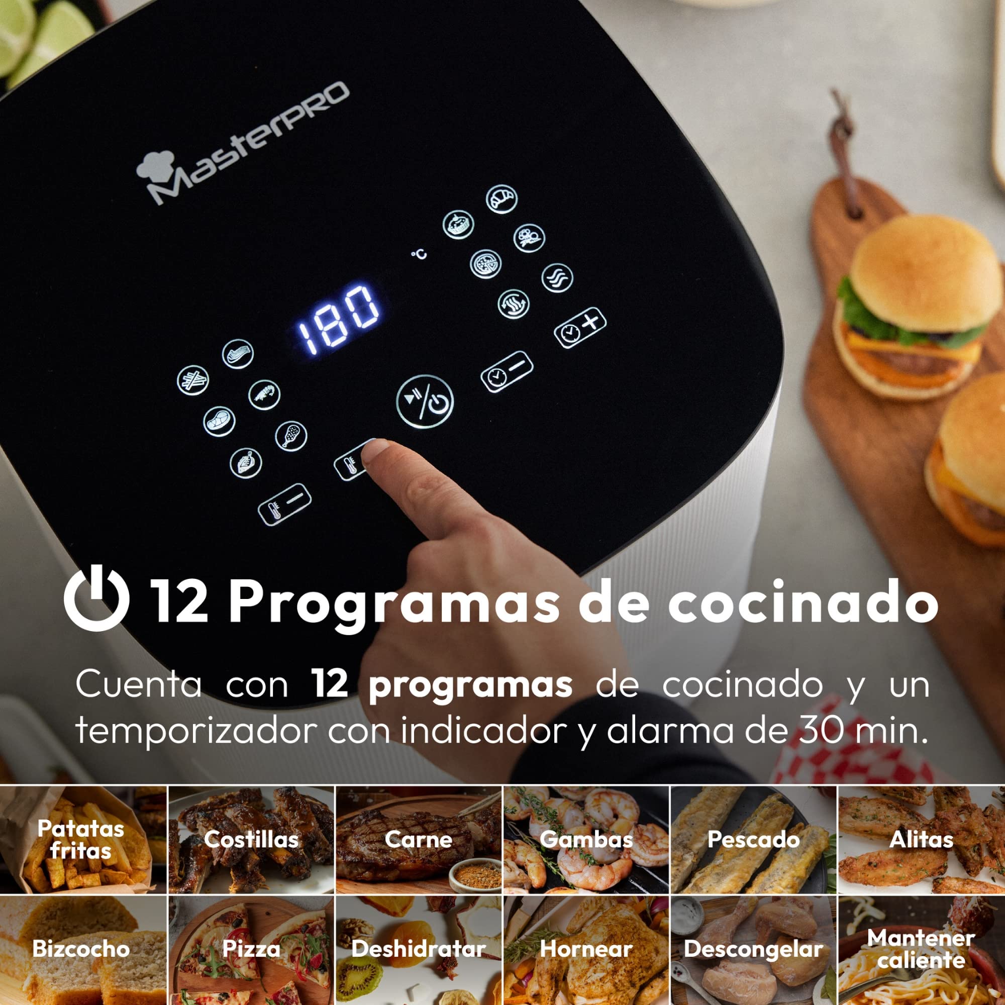 MasterPro I-ROCKET 500 - Freidora de Aire 1500W 5L - 12 Programas - App & WiFi Control - Revestimiento Antiadherente - Recetario Online
