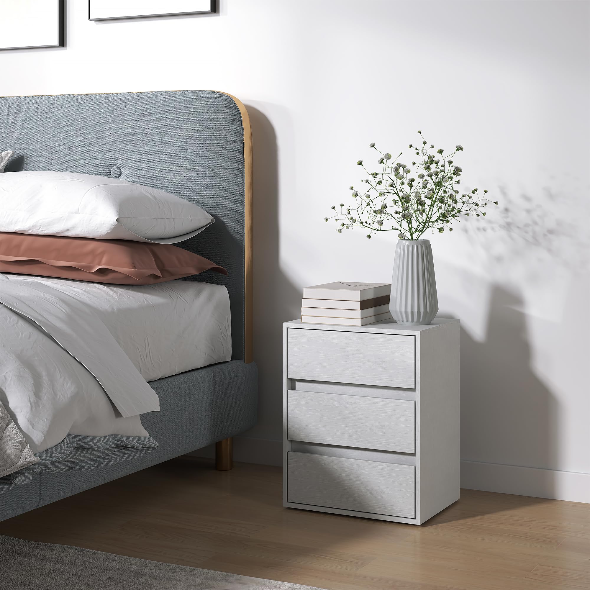 HOMCOM Cassettiera Moderna 3 Cassetti per Corridoio 40x30x50.5 cm Bianco