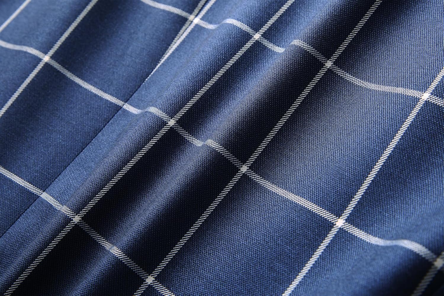 UNINUKOO Mens Classic Suit Pants Straight Fit Modern Formal Dress Pants Separate Trousers for Men US Size 34W x 32L Plaid Navy - Image 2