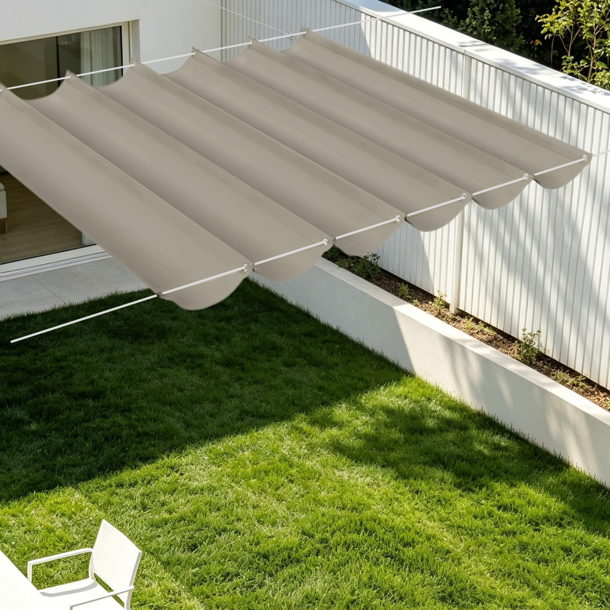 Toile d'ombrage rétractable 800x520 cm taupe grand format pour terrasse