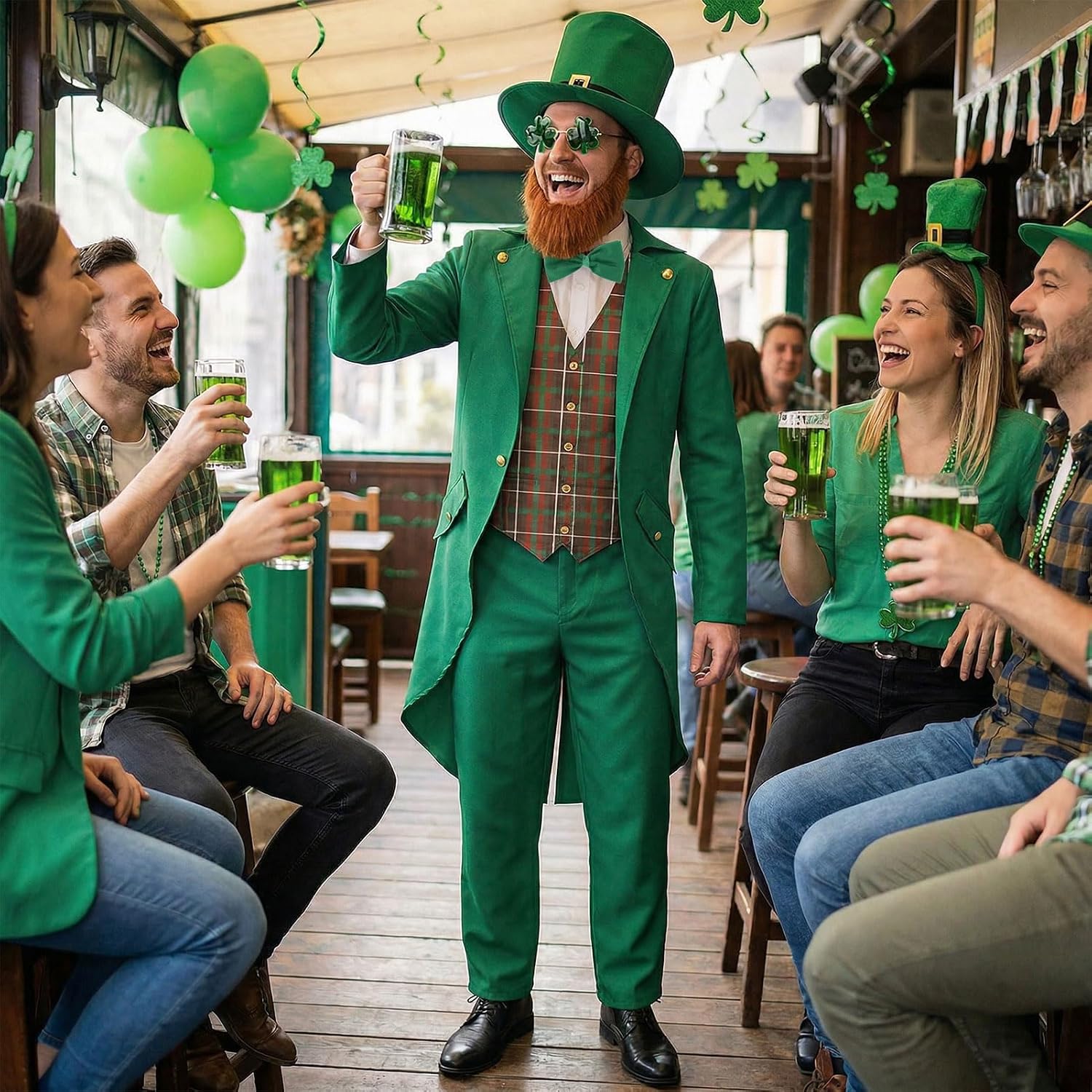St Patrick's Day Costume Set Adult Men with St Patrick's Day Accessories for St Patrick's Day
