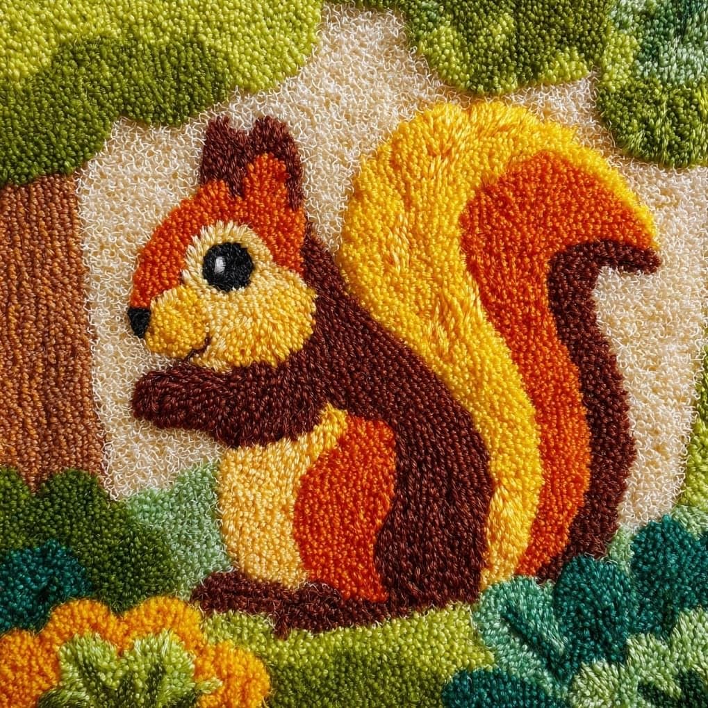 AxiangziK Latch Hook Cushion Kit for Beginners,Animal Squirrel