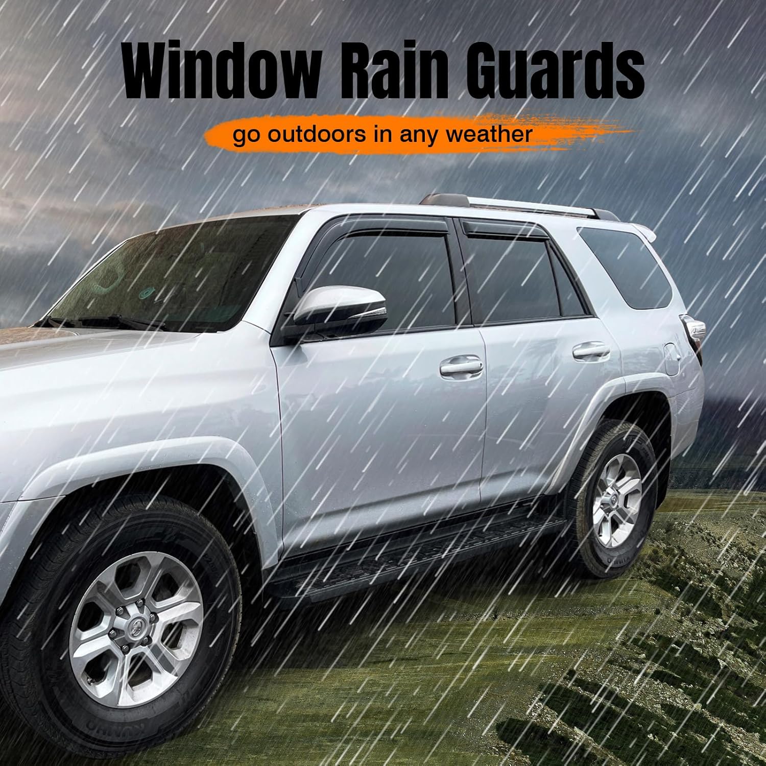 Tape on Window Visor Deflectors, Compatible with 1999-2007 Chevy Silverado & GMC Sierra Standard Cab, Acrylic Smoke Slim Style Window Rain Guards, Sun Wind Side Vent Visor Set, 2 Pieces