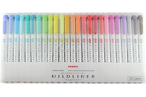 ZEBRA Mildliner 25 Pack: Pastel Water-Based Dual-Tip Markers