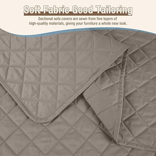Miniatura 13 de KinCam Fundas de sofá modulares 100% impermeables, fundas reversibles en forma de L, 3 piezas, fundas de sofá para tumbonas seccionales