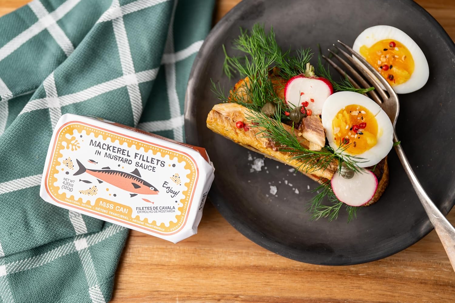 Miss Can Holy Mackerel Trio | Premium Tinned Mackerel Variety Pack | Hand-packed Portuguese Fish | Rich in Flavor, Protein, & Omega-3s | Thyme & Lemon, Mustard Sauce, Curry & Chili | 4.2oz Tins