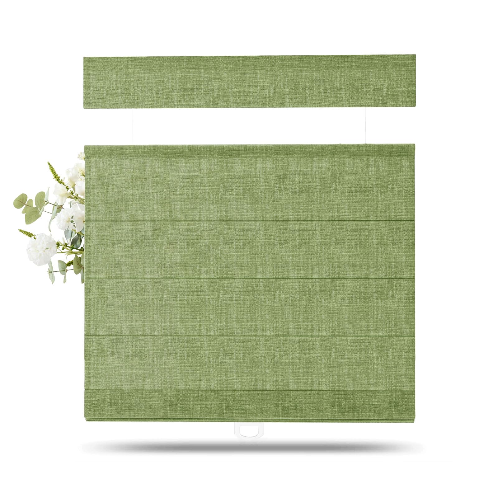 TWOPAGES Liz Linen Top Down Bottom Up Roman Shades for Windows, Green