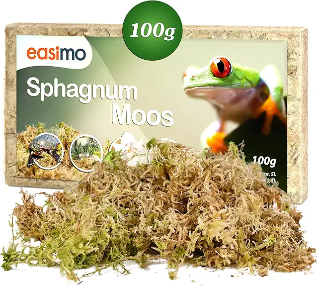 Easimo Sphagnum Moos für Chamäleon Terrarien & Pflanzen, 100g