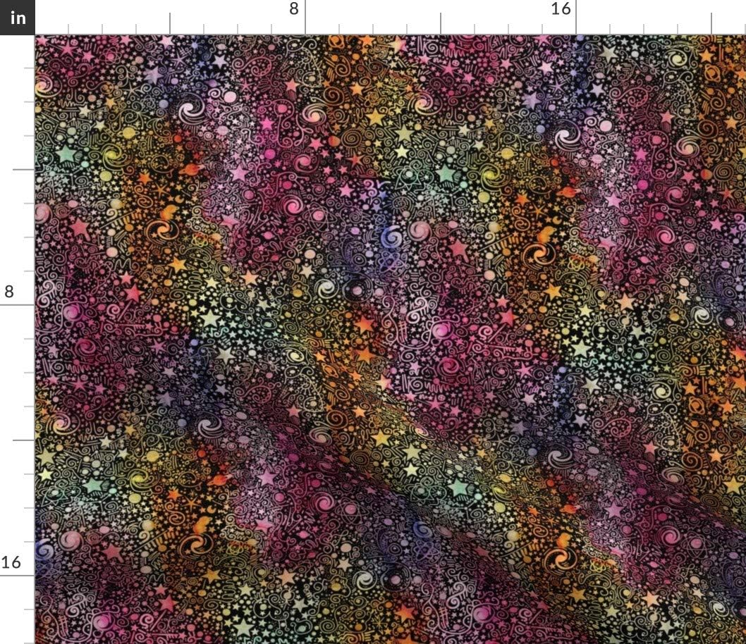 Spoonflower Fabric - Explorer Black Rainbow Space Stars Science Galaxy Printed on Petal Signature Cotton Fabric Fat Quarter - Sewing Quilting Apparel Crafts Decor