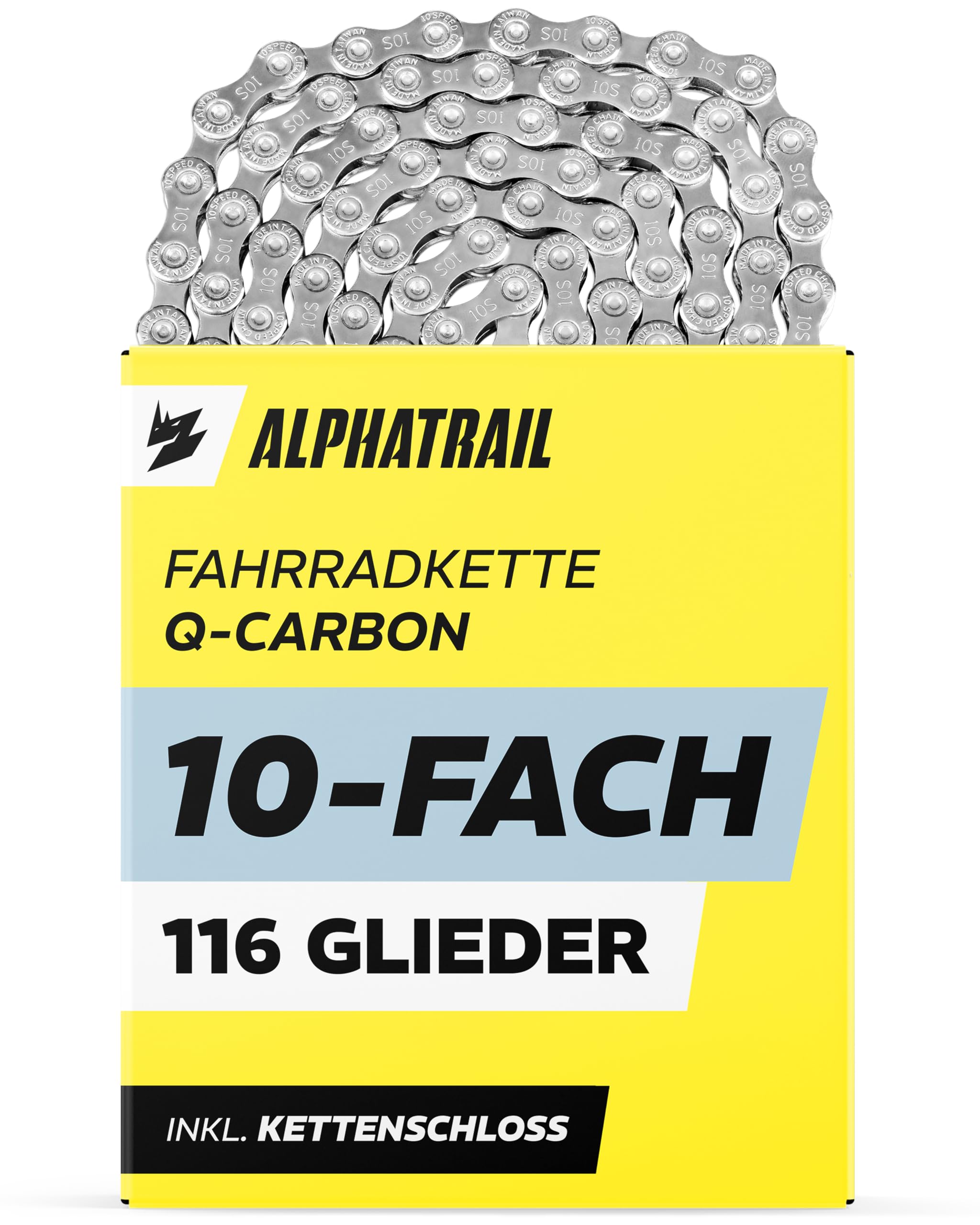 Alphatrail 10-Speed MTB Bike Chain 116 Links incl. Chain Lock I for MTB, Trekking & Road Bikes I for 10, 20 & 30 Speed Derailleurs I Bicycle Chain compatible with Shimano, SRAM, KMC, Derailleurs-picture-14