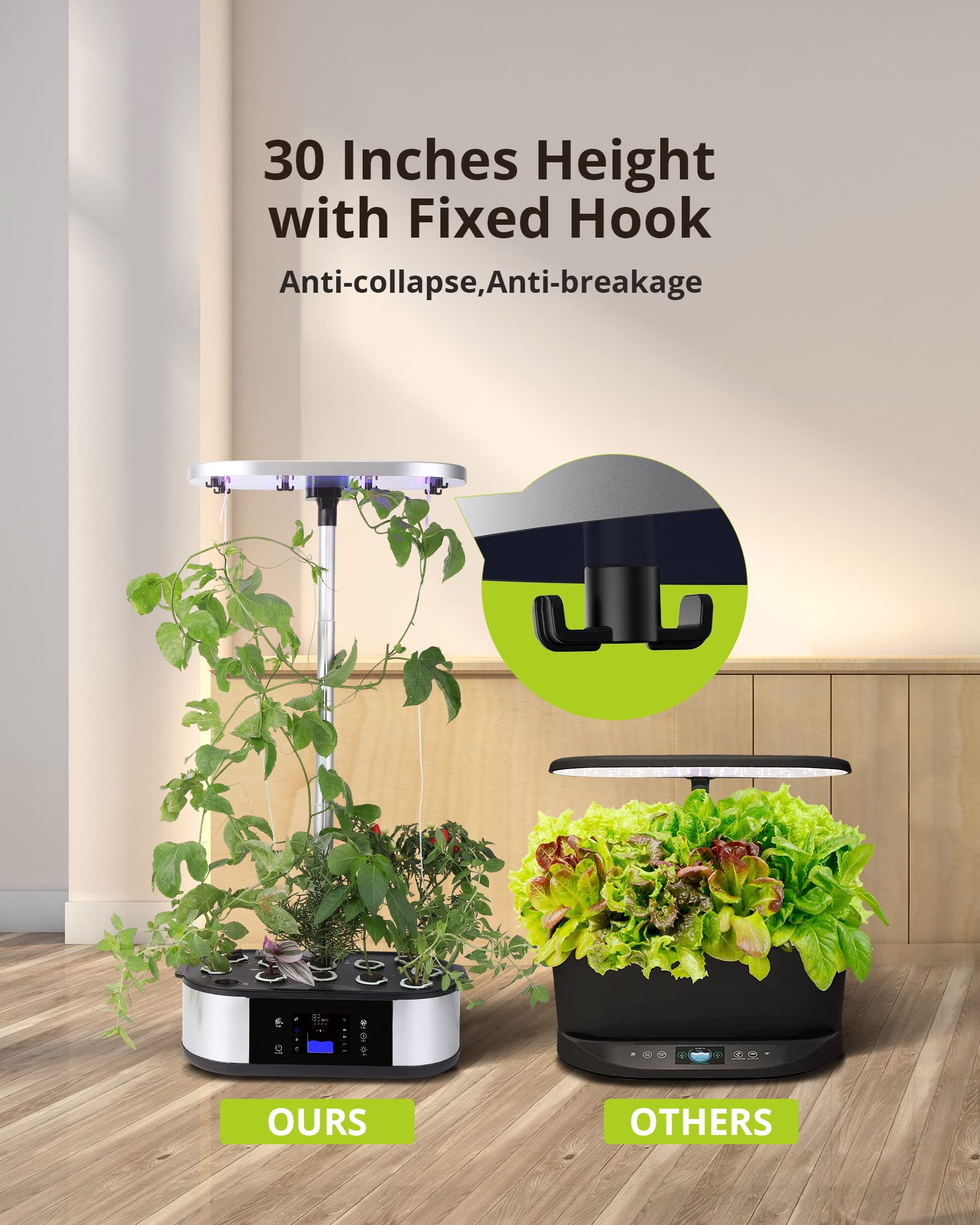 GarveeLife WLAN Leises Hydroponik Anzuchtsystem 12 Kapseln Bis 76cm Höhe